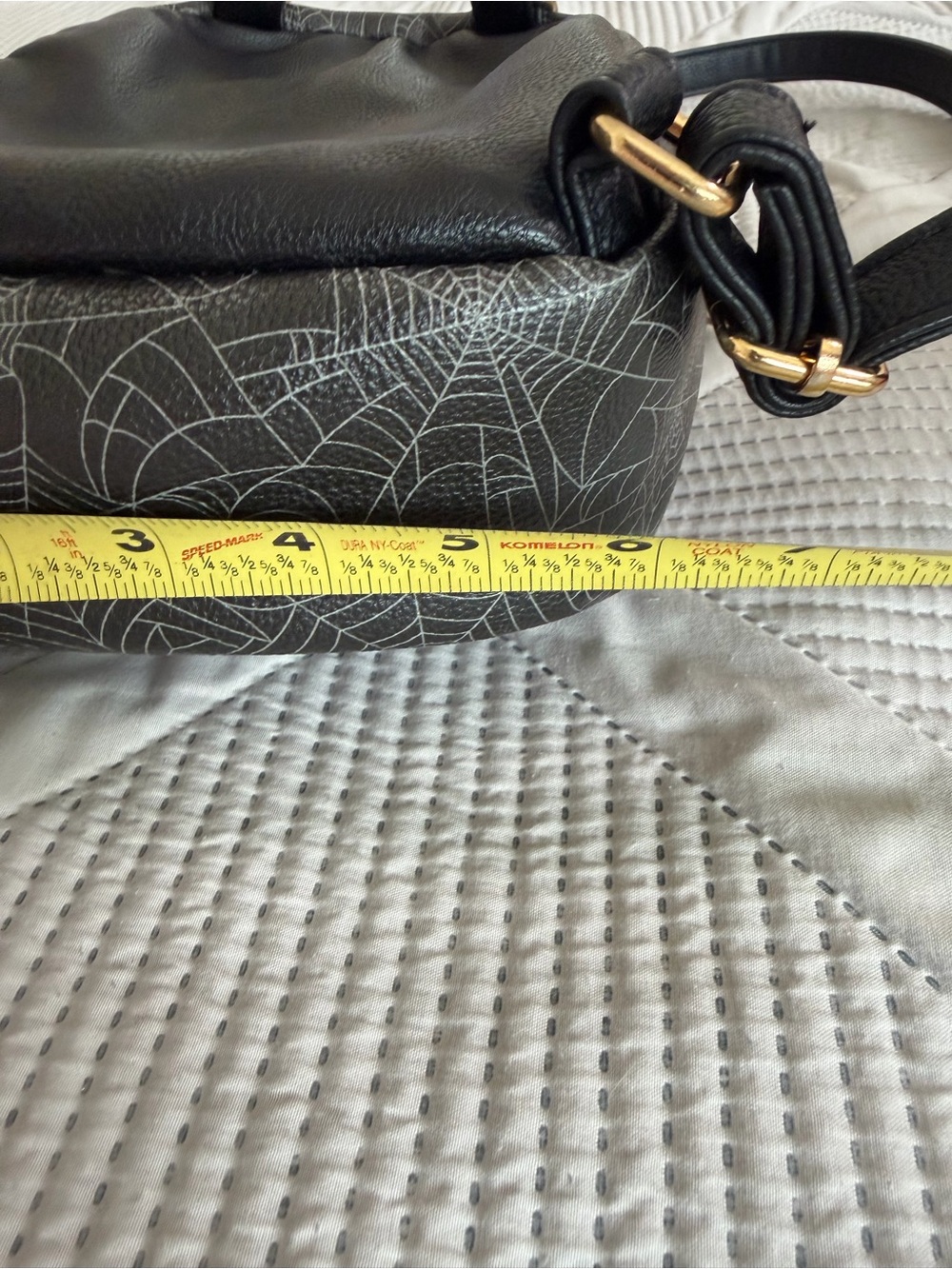 Betsey Johnson-Gray Dracula Cat Face & Spider Web print Mini backpack - Picture 10 of 11
